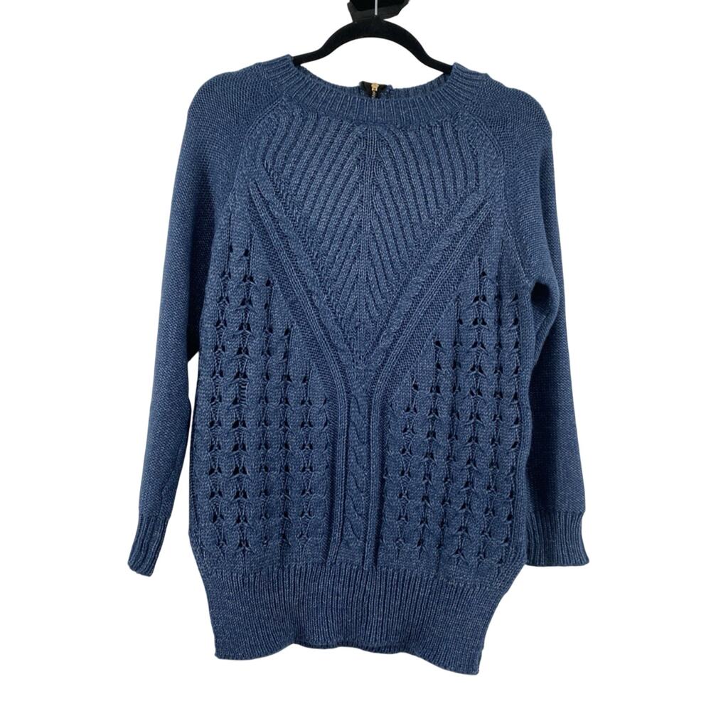 Ethereal by Paper Crane Size Small Blue Cotton Blend Sweater